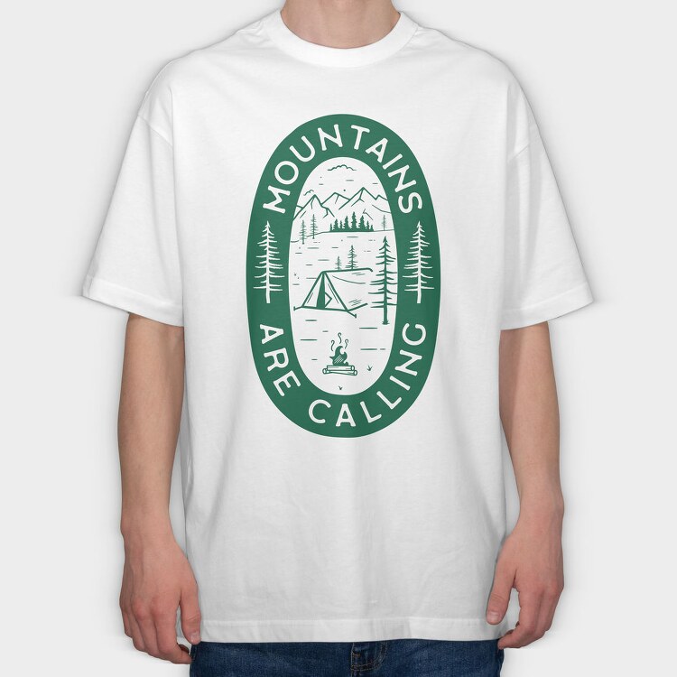 Mountains Are Calling Green, Tricou Oversize Barbati (Unisex)