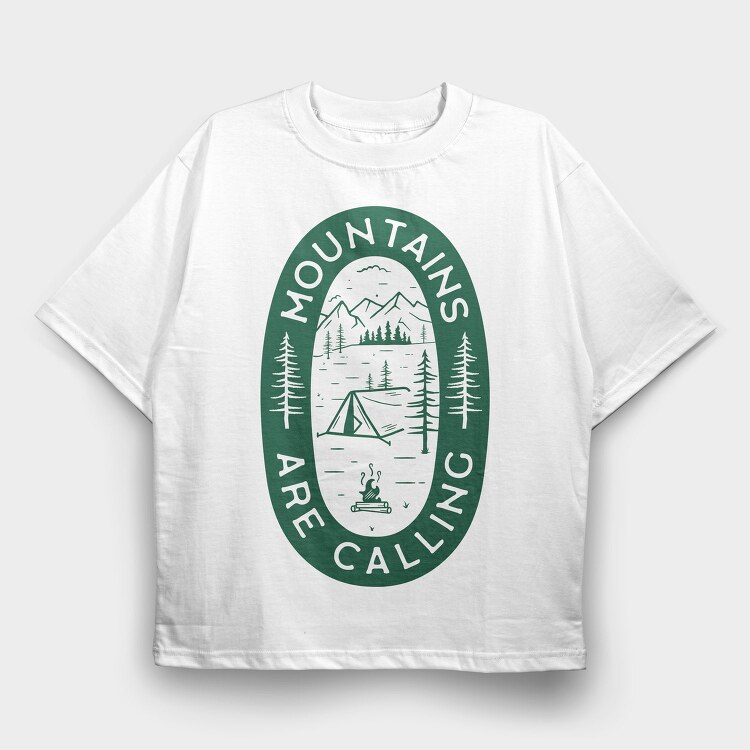 Mountains Are Calling Green, Tricou Oversize Barbati (Unisex)