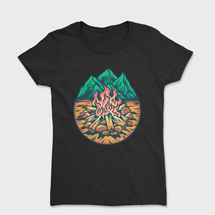 Campfire Outdoors Illustration, Tricou Femei