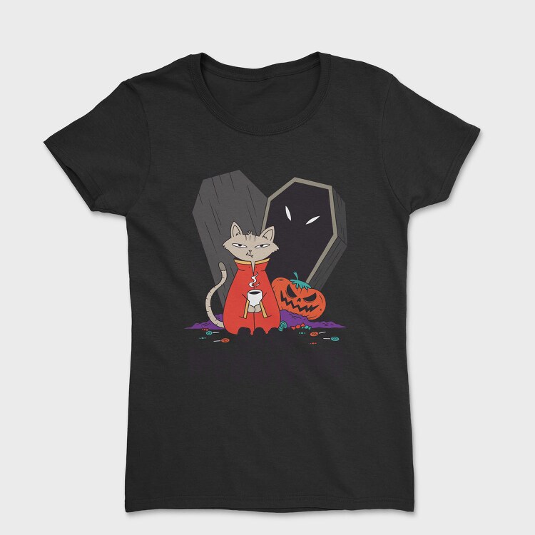 Coffee Halloween Cat, Tricou Femei