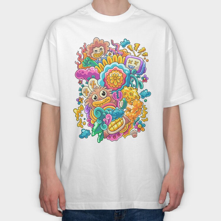 Colorful Collage, Tricou Oversize Barbati (Unisex)