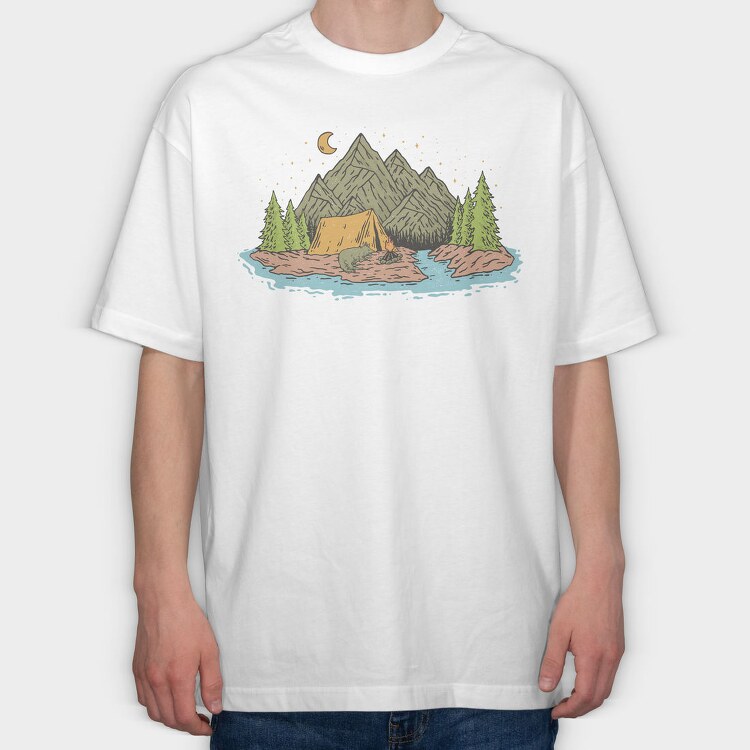 Camping Lake, Tricou Oversize Barbati (Unisex)