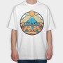 Camping Illustration, Tricou Oversize Barbati (Unisex)