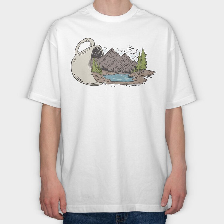 Coffee Landscape, Tricou Oversize Barbati (Unisex)