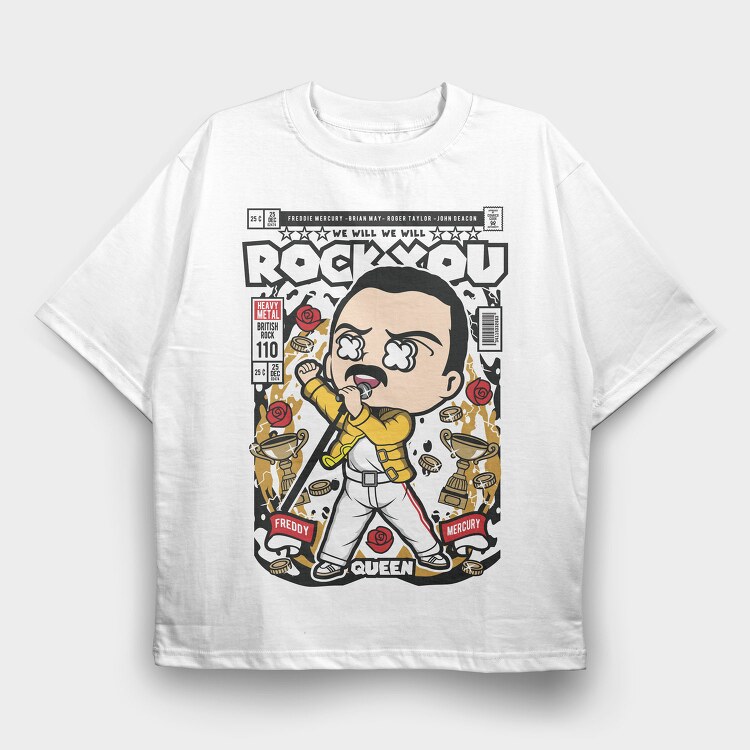 Freddy Mercury, Tricou Oversize Barbati (Unisex)