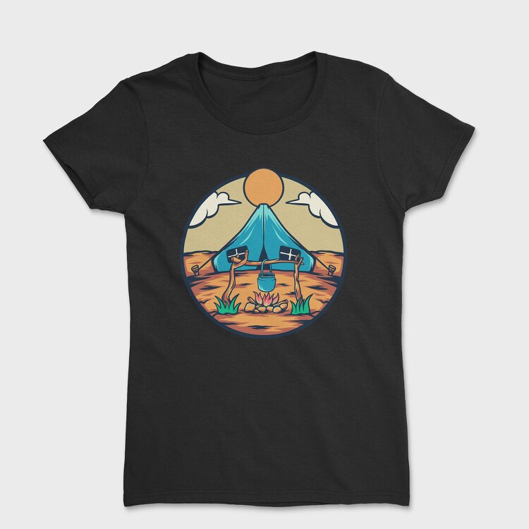 Camping Illustration, Tricou Femei