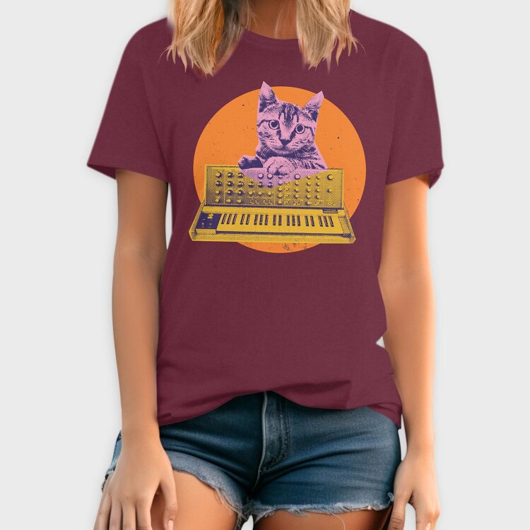 Cat Synth, Tricou Barbati (Unisex)