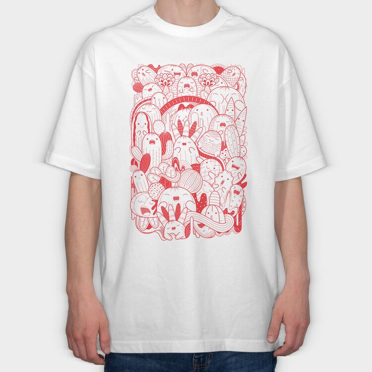 Cactus Collage, Tricou Oversize Barbati (Unisex)