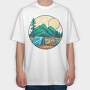Camping Illustration 9, Tricou Oversize Barbati (Unisex)