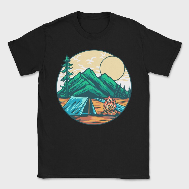 Camping Illustration 9, Tricou Barbati (Unisex)