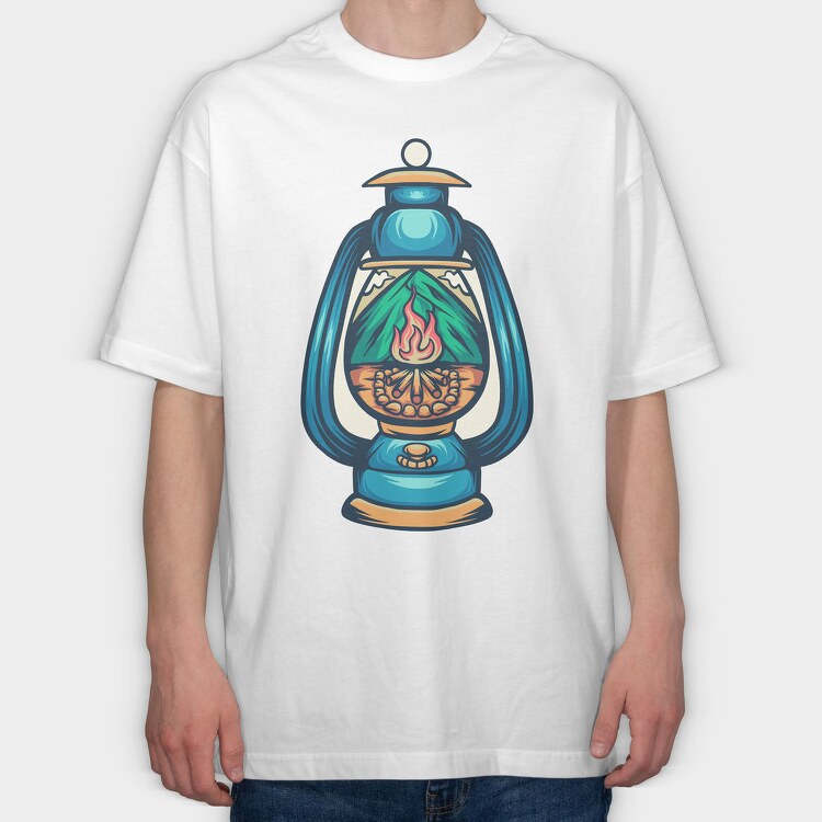 Camping Illustration 3, Tricou Oversize Barbati (Unisex)