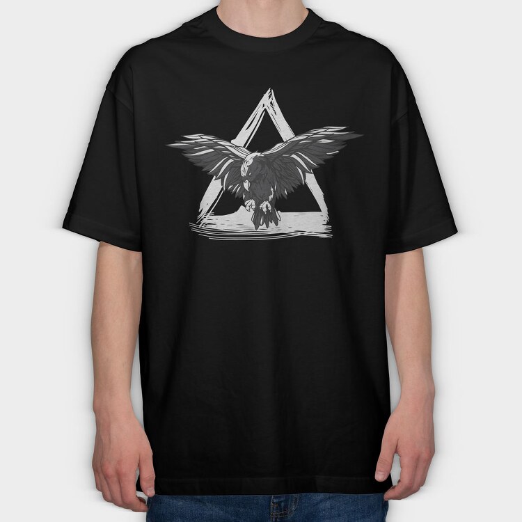 Crow Flying Triangle, Tricou Oversize Barbati (Unisex)