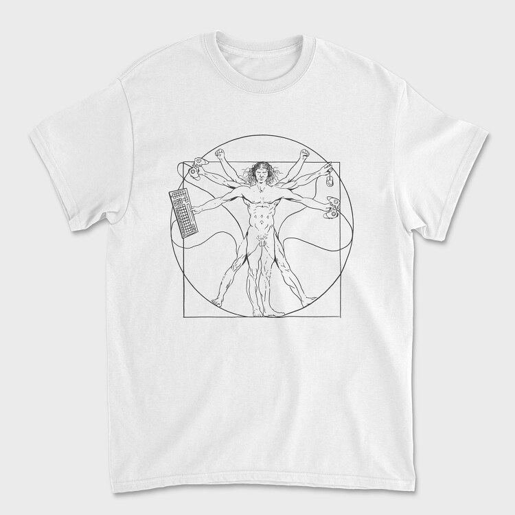 Vitruvian Man Video Games, Tricou Barbati (Unisex)