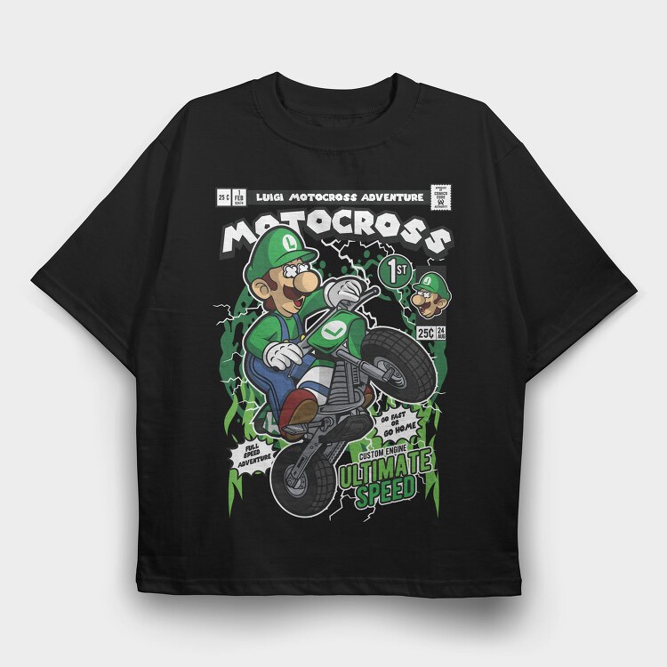 Luigi Motocross, Tricou Oversize Barbati (Unisex)