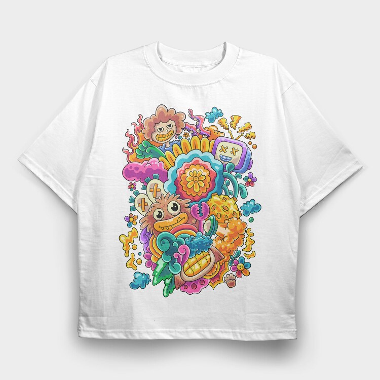 Colorful Collage, Tricou Oversize Barbati (Unisex)