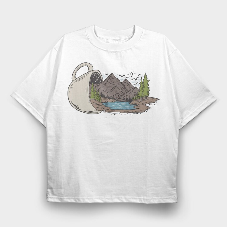 Coffee Landscape, Tricou Oversize Barbati (Unisex)