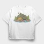Camping Lake, Tricou Oversize Barbati (Unisex)