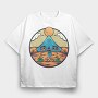 Camping Illustration, Tricou Oversize Barbati (Unisex)