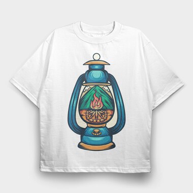 Camping Illustration 3, Tricou Oversize Barbati (Unisex)