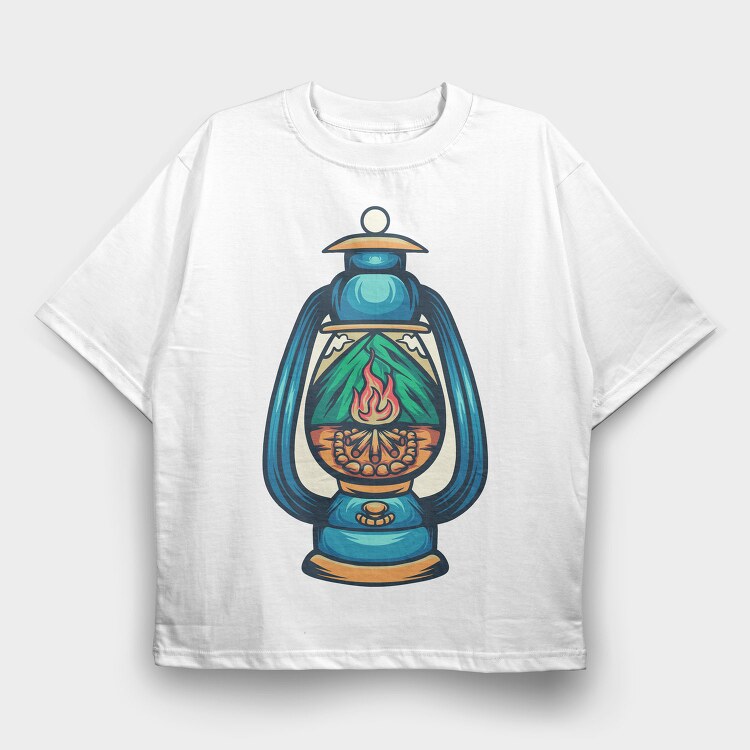 Camping Illustration 3, Tricou Oversize Barbati (Unisex)