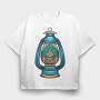 Camping Illustration 3, Tricou Oversize Barbati (Unisex)