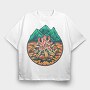 Campfire Outdoors Illustration, Tricou Oversize Barbati (Unisex)
