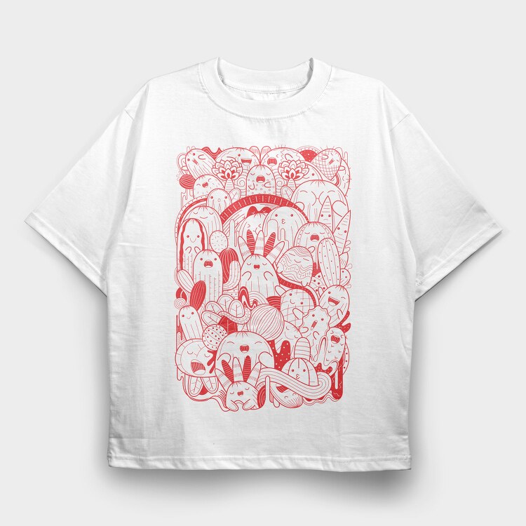 Cactus Collage, Tricou Oversize Barbati (Unisex)