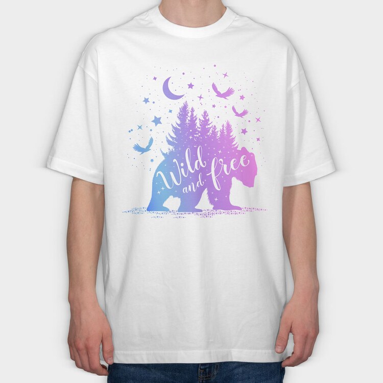 Bear Wild and Free, Tricou Oversize Barbati (Unisex)
