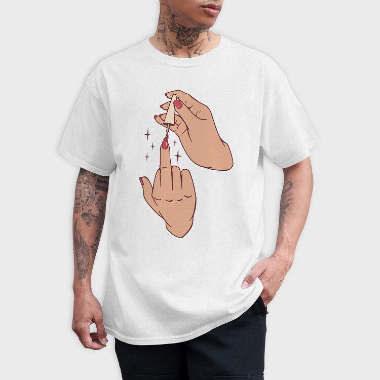 Middle Finger Nail Polish, Tricou Barbati (Unisex)