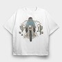 Biker Skeleton Cactus, Tricou Oversize Barbati (Unisex)