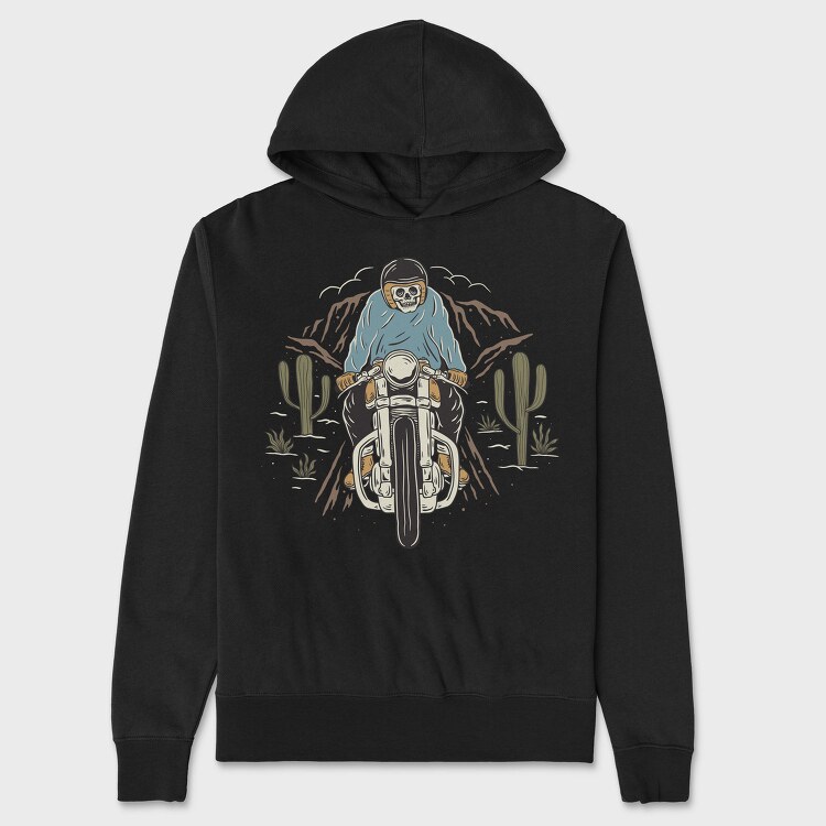 Biker Skeleton Cactus, Hanorac Oversize Barbati (Unisex)