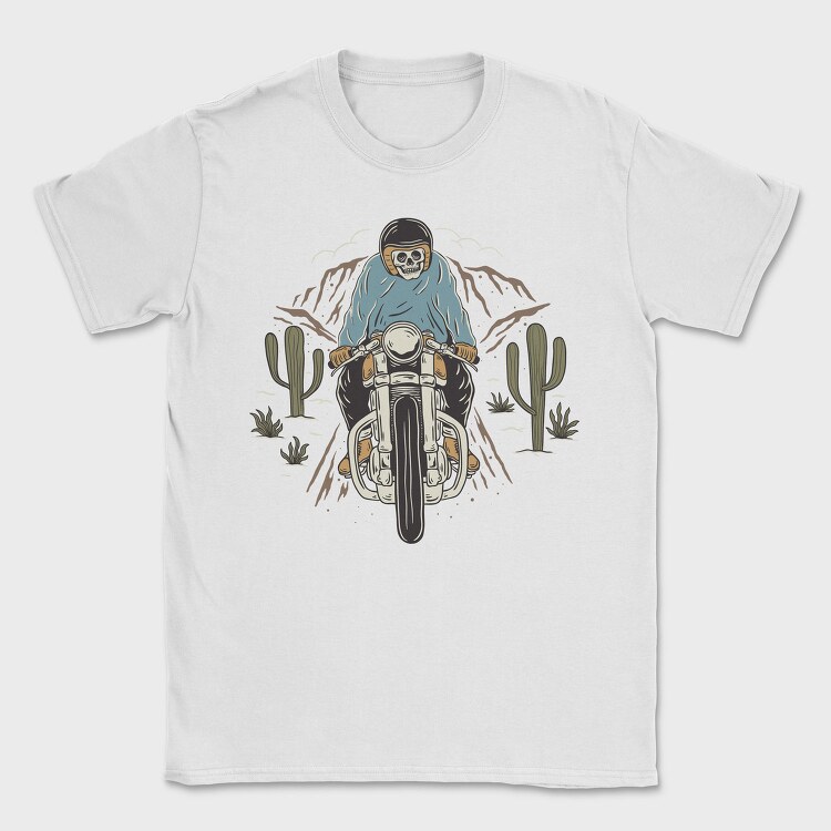 Biker Skeleton Cactus, Tricou Barbati (Unisex)