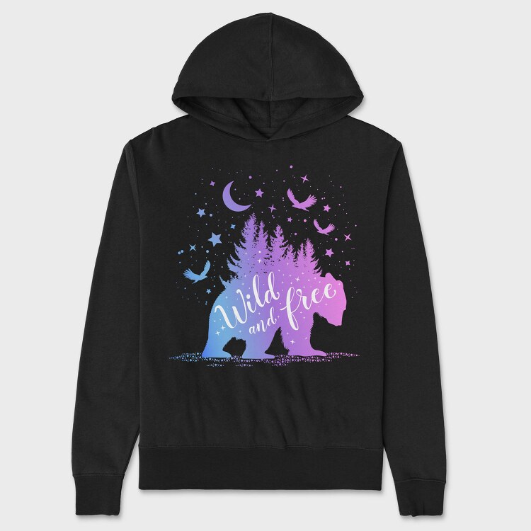 Bear Wild and Free, Hanorac Oversize Barbati (Unisex)