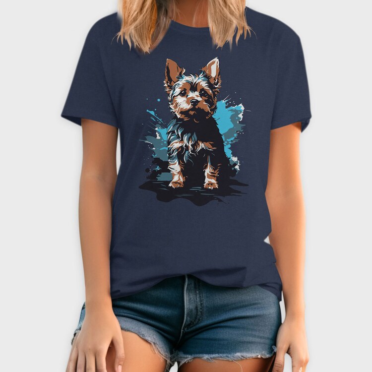 Dog Yorkshire Watercolor, Tricou Barbati (Unisex)