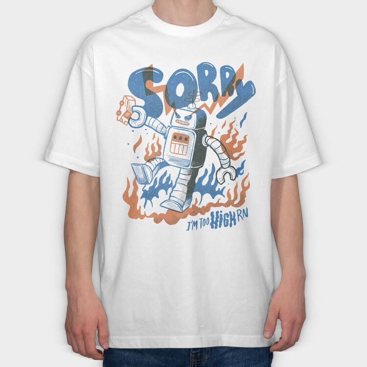 Robot Invasion 04, Tricou Oversize Barbati (Unisex)