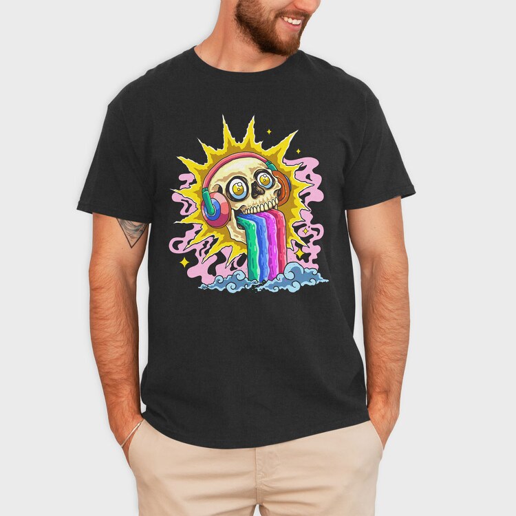 Skull Rainbow, Tricou Barbati (Unisex)