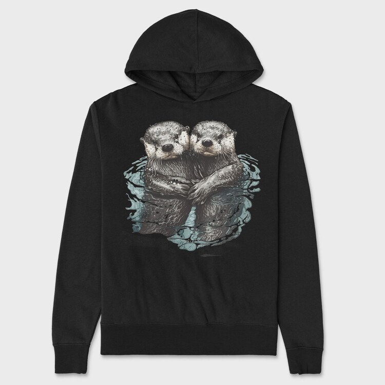 Otters Swimming, Hanorac Oversize Barbati (Unisex)