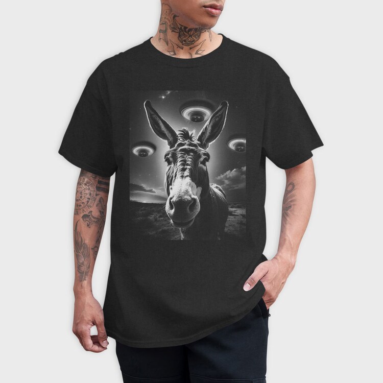 Donkey Ufo Monochrome, Tricou Barbati (Unisex)