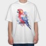 Colorful Parrot Magnificent Rosella Watercolor, Tricou Oversize Barbati (Unisex)