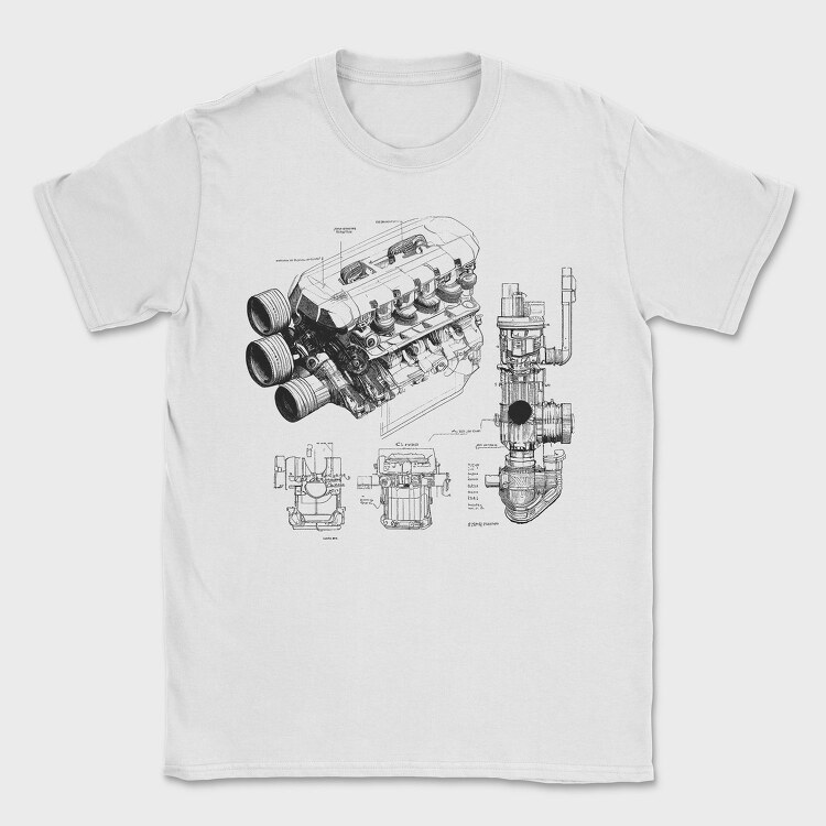 Engine Blueprint, Tricou Barbati (Unisex)
