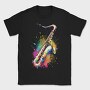 Colorful Saxophone With Splashes, Tricou Barbati (Unisex)