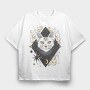 Cosmic Cat Orange, Tricou Oversize Barbati (Unisex)