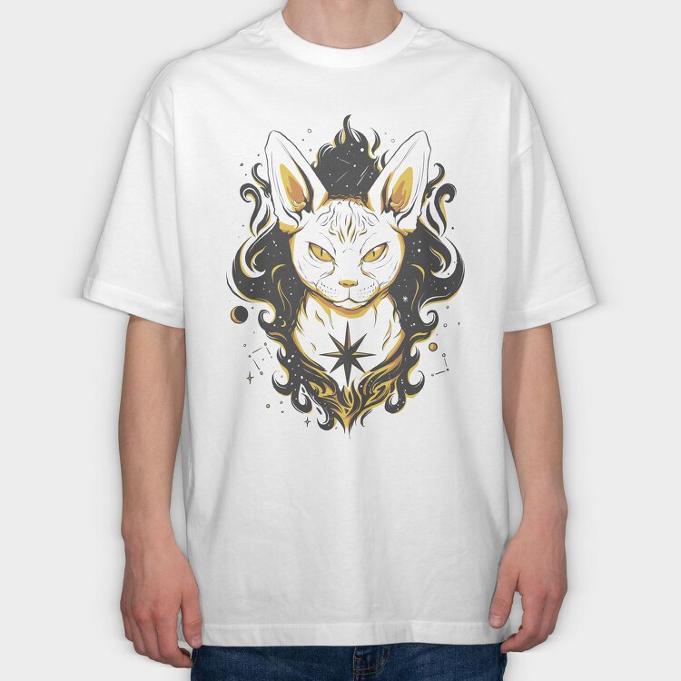 Space Sphynx Cat, Tricou Oversize Barbati (Unisex)
