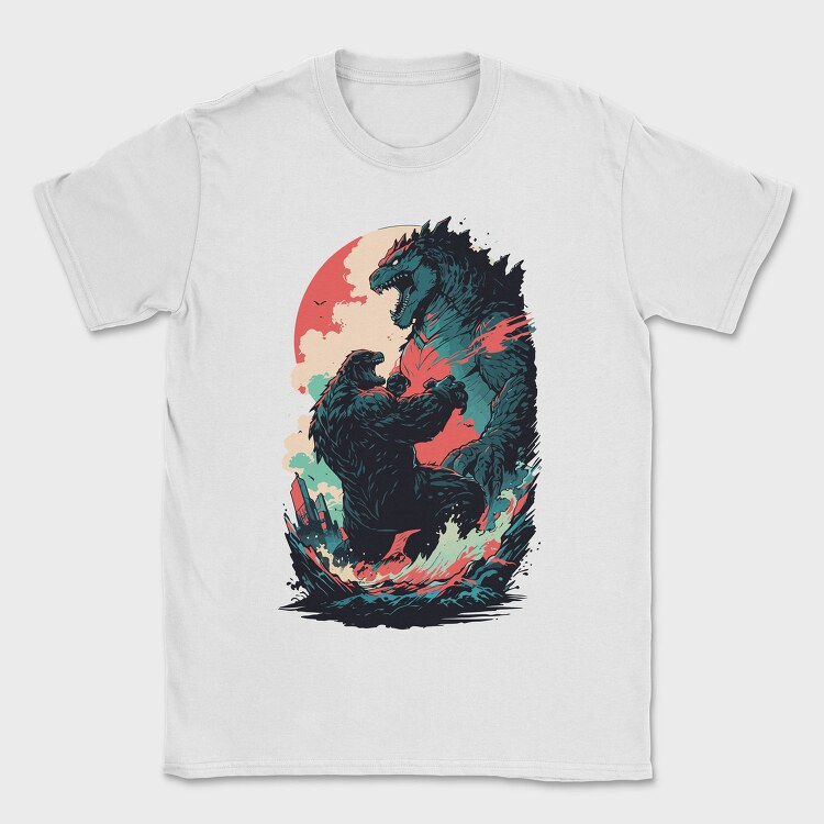 Comic Monsters Fighting Godzilla, Tricou Barbati (Unisex)