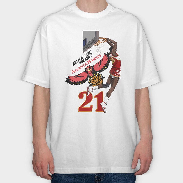 DOMINIQUE WILKINS Dunk1, Tricou Oversize Barbati (Unisex)