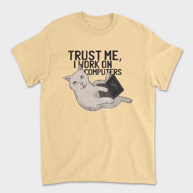 Computer Cat, Tricou Barbati (Unisex)