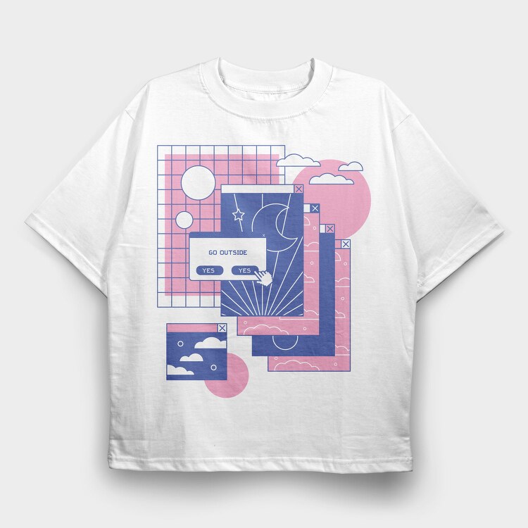 Computer Tabs Vaporwave 90S, Tricou Oversize Barbati (Unisex)