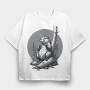 Contemplative Beaver, Tricou Oversize Barbati (Unisex)