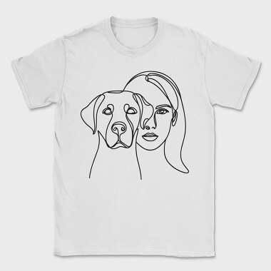 Continuous Line Dog And Woman Coninous, Tricou Barbati (Unisex)