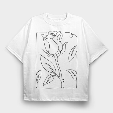 Continuous Line Rose, Tricou Oversize Barbati (Unisex)
